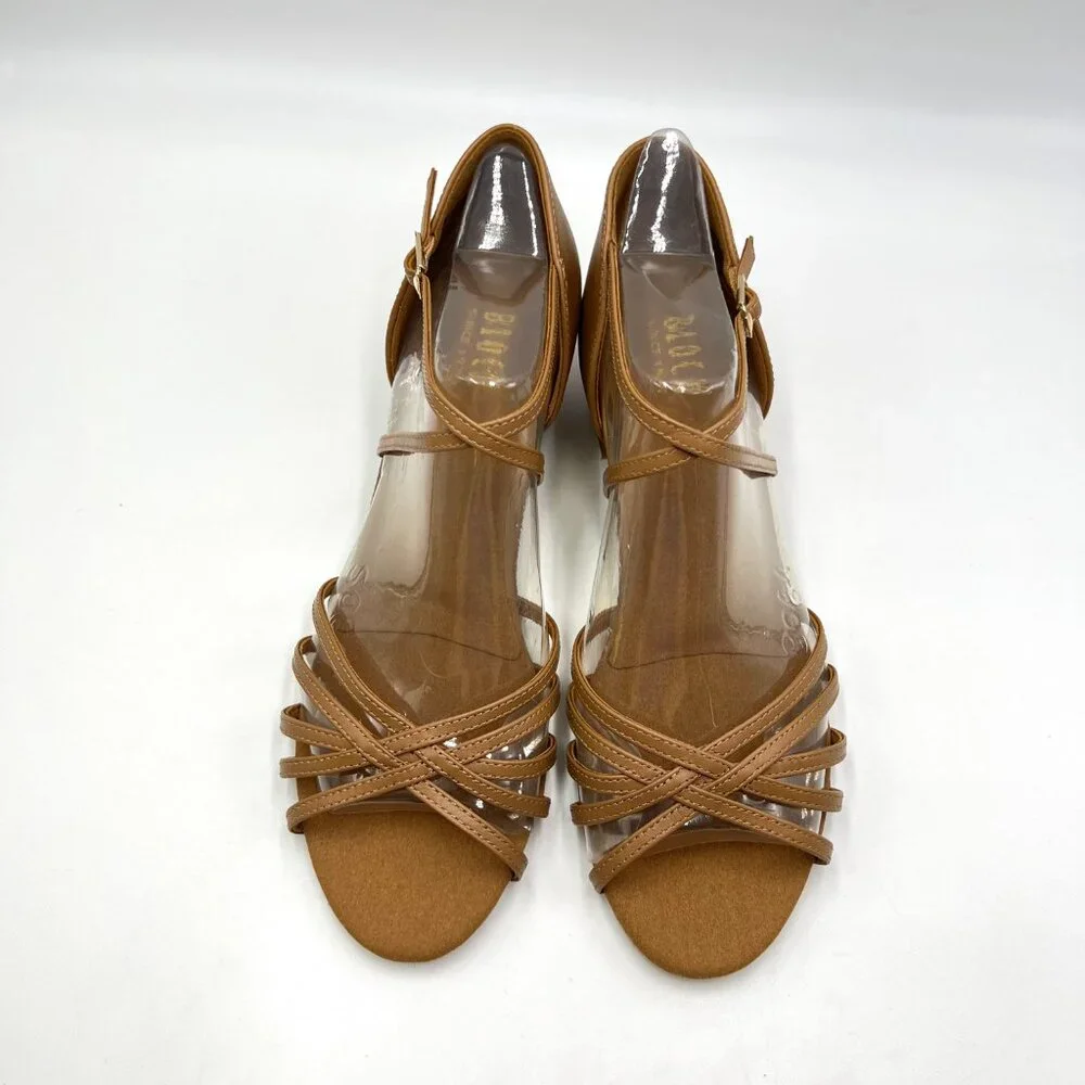 Bloch Womens Size 9.5 S0806L Annabella Caramel Tan Latin Dance Shoes‎ Heels